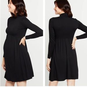 Motherhood Maternity Long Sleeve Turtleneck Babydoll Dress